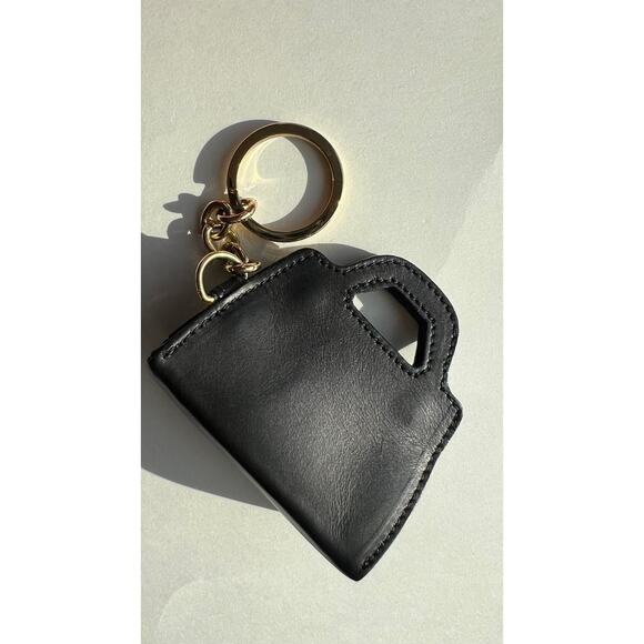 RARE Ferragamo Timeless Chic Black Leather Handbag Charm Gold Keychain NWOT - Picture 5 of 11